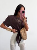 Brązowa wiązana bluzka LaMilla