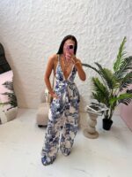 Spodnie lniane LaMilla Dior granatowy kolor