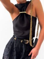 Czarna bluzka ze złota ozdobą LaMilla