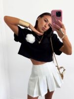 T-shirt LaMilla czarny z białym kwiatem