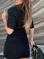 Czarna sukienka Emo z drapowaniem na biodrach