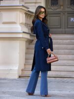 Granatowy płaszcz trencz Edan