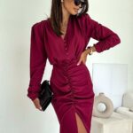 Midi bordowa sukienka Megi B