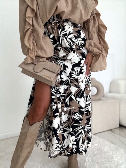 spódnica Megi B z wiskozy w kwiaty