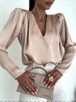 Satynowa bluzka Megi B w kolorze szampańskim