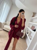 Bordowa sukienka kimono LaMillla