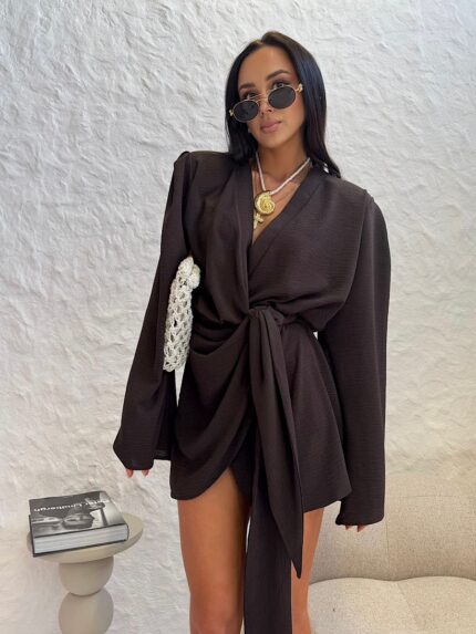 Czekoladowa sukienka kimono LaMilla