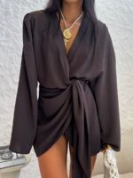 Brązowa sukienka kimono LaMilla