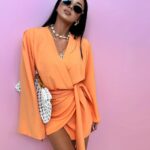 Pomarańczowa sukienka kimono LaMilla