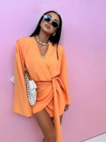 Pomarańczowa sukienka kimono LaMilla