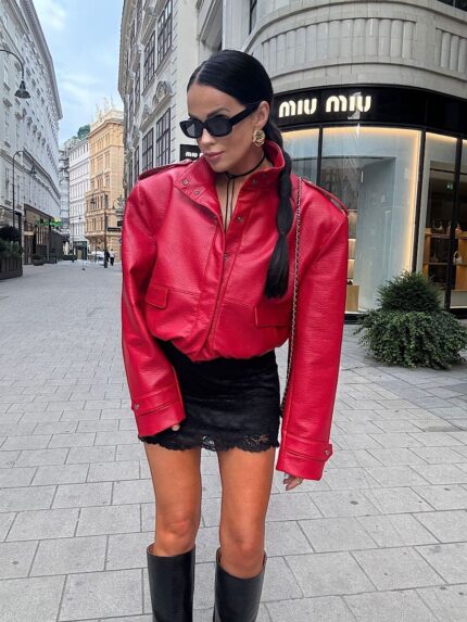 Czerwona kurtka bomberka LaMilla