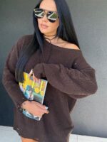 Brązowy sweter LaMilla z przetarciami