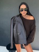 Brązowy sweter lamilla z dziurami