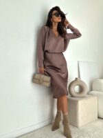 Brązowa satynowa spódnica Megi B