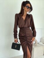 Midi sukienka Megi B brązowa