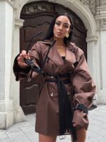 Brązowy płaszcz trencz LaMilla