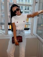 Biały t-shirt truskawki LaMilla