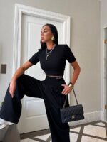 Czarne spodnie LaMilla z szeroką nogawką