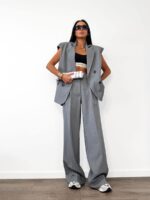 Szare spodnie LaMilla z szeroką nogawką