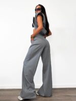 Szare spodnie LaMilla z szeroką nogawką
