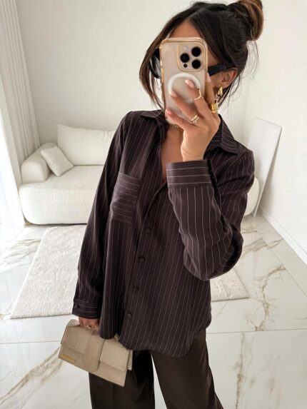 Brązowa koszula w paski Megi B