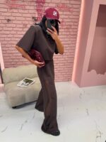 Brązowa bluzka i spodnie z siatką LaMilla