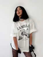 Biały t-shirt z kowbojką LaMilla