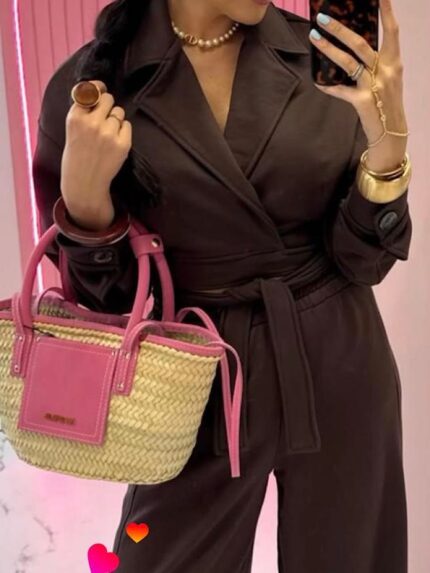 Brązowa bluzka wiązana LaMilla