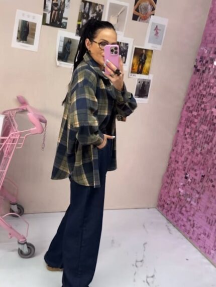 Flanelowa koszula LaMilla w kratę w kolorze khaki i granatu