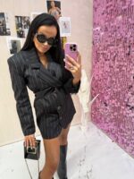 Sukienko marynarka LaMilla czarna w biały prążek