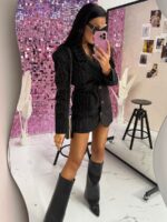 Sukienka marynarka LaMilla czarna w biały prążek