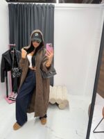 Długi brązowy kardigan LaMilla