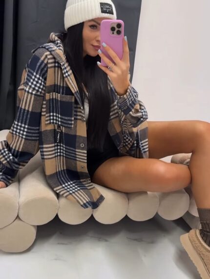 flanelowa koszula w kratę z kapturem LaMilla