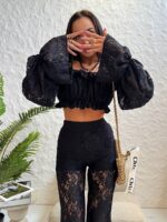 Czarne koronkowe dzwony LaMilla