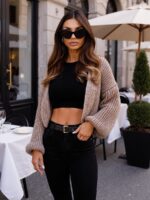 Beżowy sweter bomberka Lola TMC