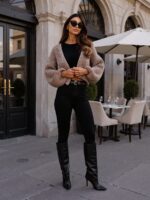 Beżowy sweter bomberka Lola TMC