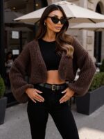 brązowy sweter bomberka Lola TMC