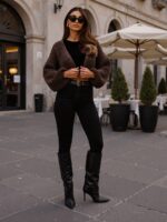 brązowy sweter bomberka Lola TMC