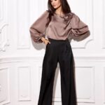 Czarne satynowe spodnie Roco Fashion