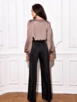 Czarne satynowe spodnie Roco Fashion