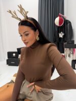 Brązowy golf z pętelką na palec LaMilla