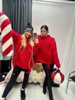 Czerwony sweter z frędzlami LaMilla