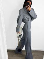 Szare spodnie LaMilla z odwijaną nogawką