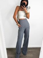 Szare spodnie LaMilla z odwijaną nogawką