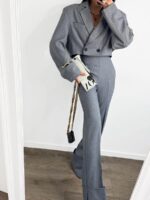 Szare spodnie LaMilla z odwijaną nogawką