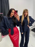 Granatowe spodnie w paski LaMilla