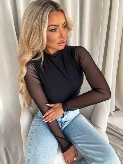 czarna bluzka siateczka by me