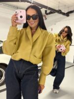 Musztardowa kurtka ramoneska Tessa LaMilla z eko skóry