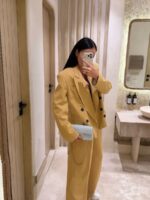 Musztardowy garnitur marynarka i spodnie LaMilla