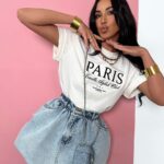 Biały t-shirt LaMilla z czarnym napisem Paris